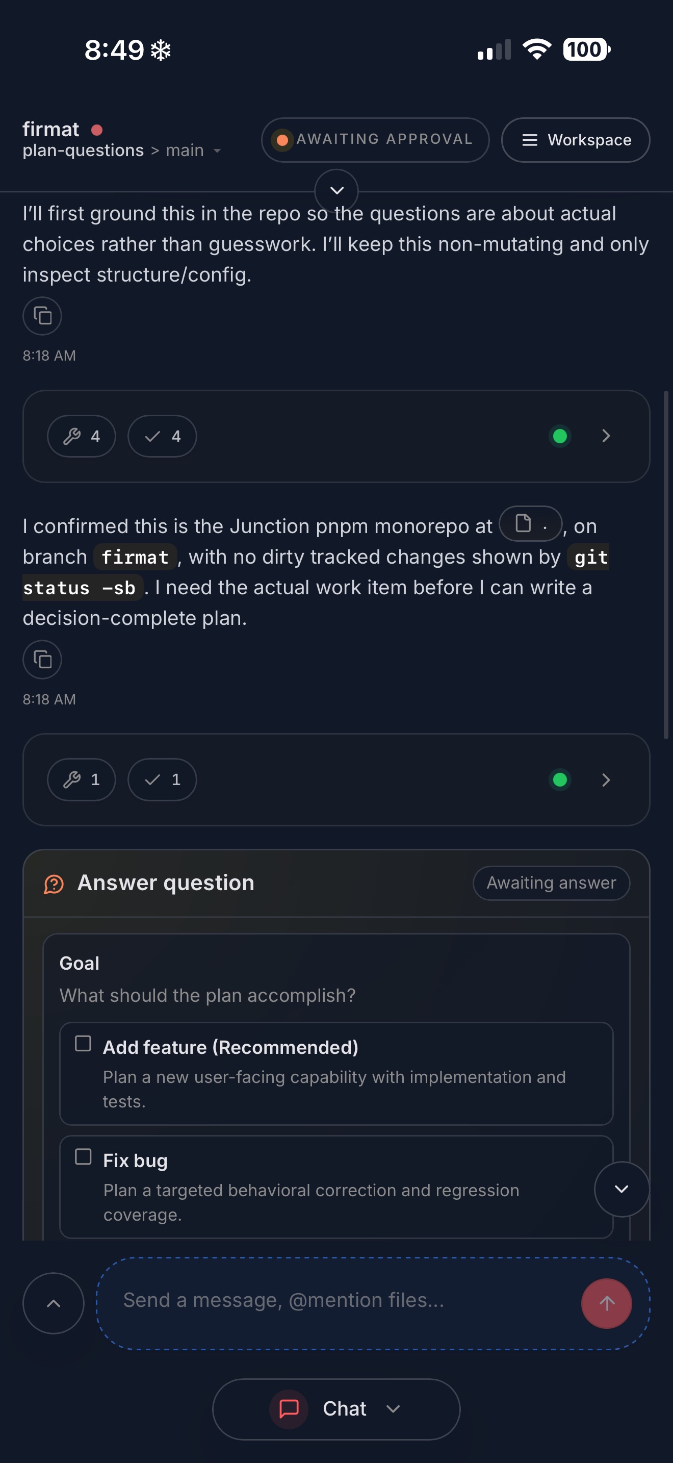 Junction chat interface