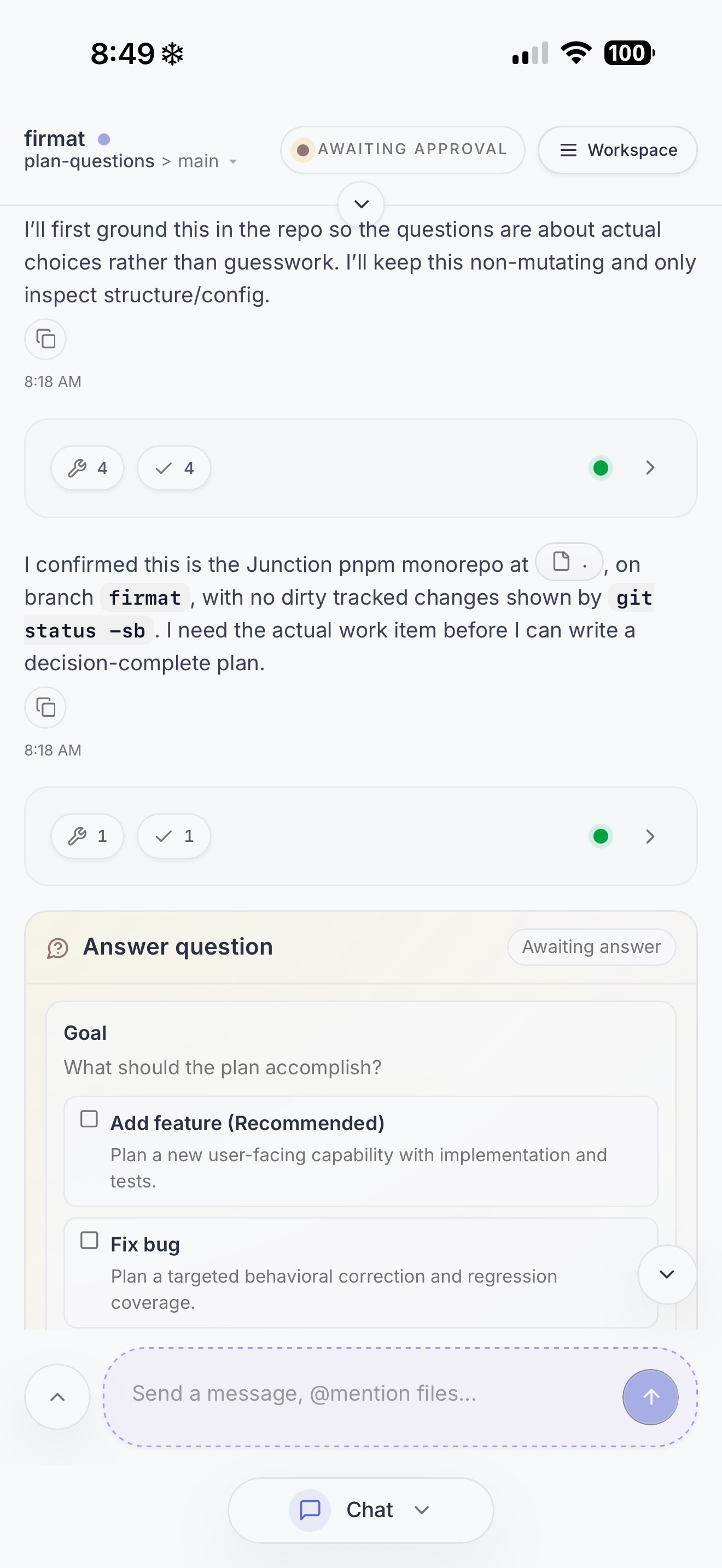 Junction chat interface